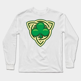 Saint Patricks Day Shamrock Emblem Long Sleeve T-Shirt